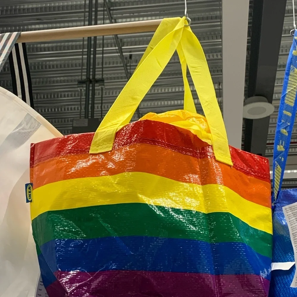 IKEA small Multicolor Striped Tote Bag STORSTOMMA Bag, 10 5/8x10 5/8 